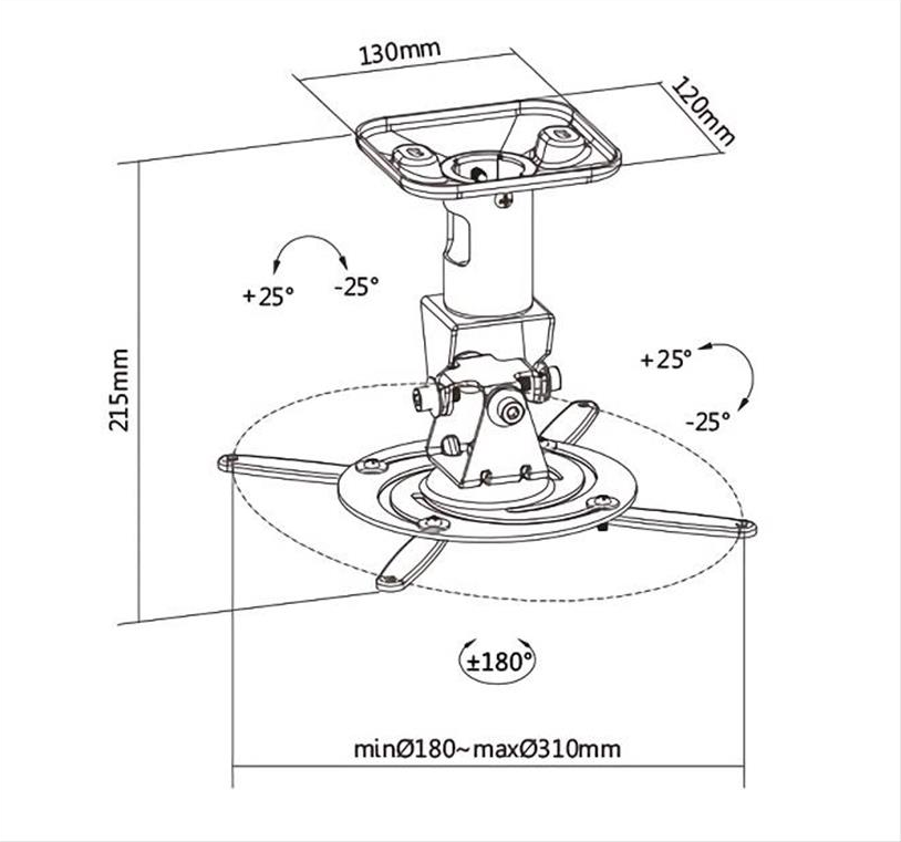 BRATECK Βάση για projectors EPB-2, οροφής, 360° περιστροφή, 15kg BRATECK Βάση για projectors EPB-2, οροφής, 360° περιστροφή, 15kg