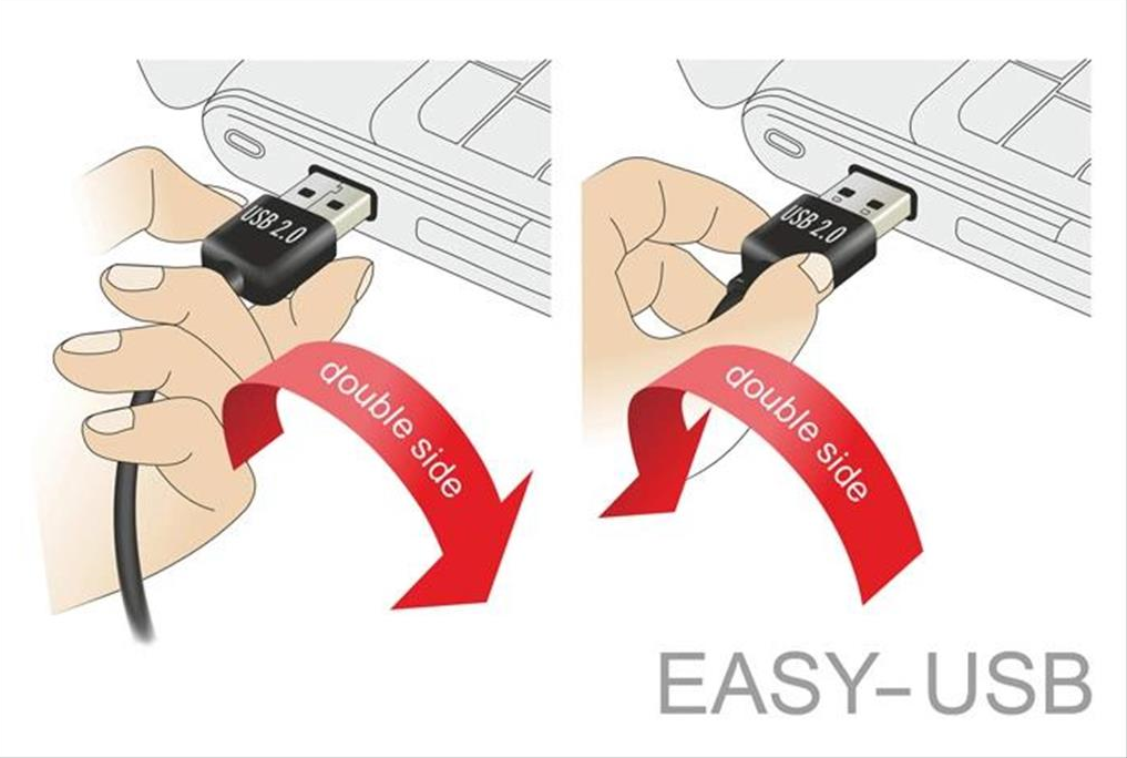 POWERTECH Καλώδιο USB 2.0 σε USB Micro 90°, Dual Easy USB, 2m, μαύρο