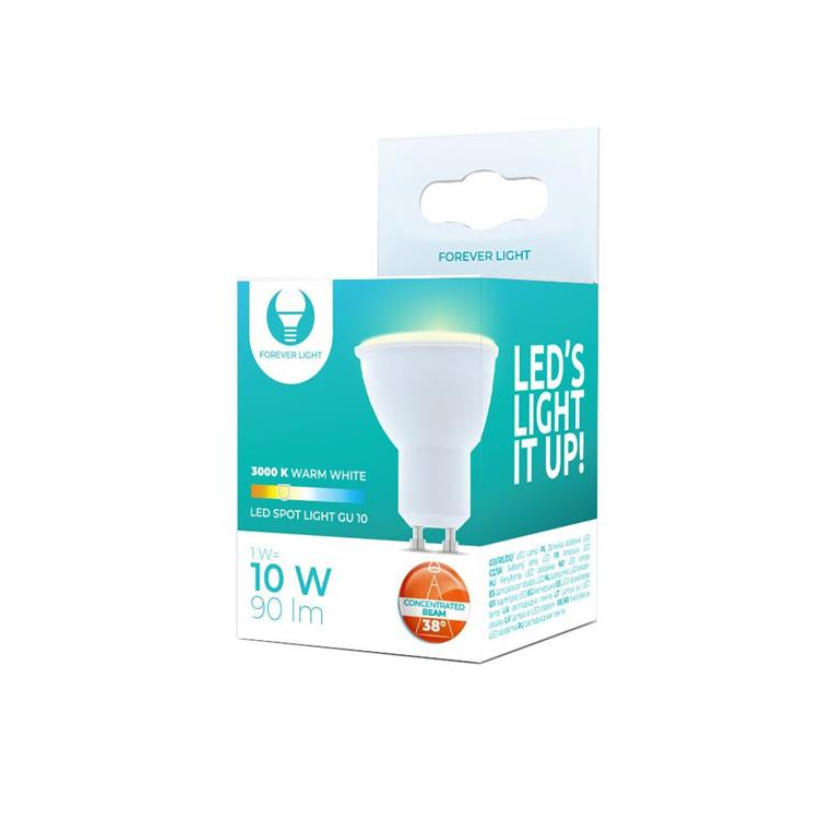 LED Bulb GU10 1W 230V 3000K 90lm 38° Forever Light