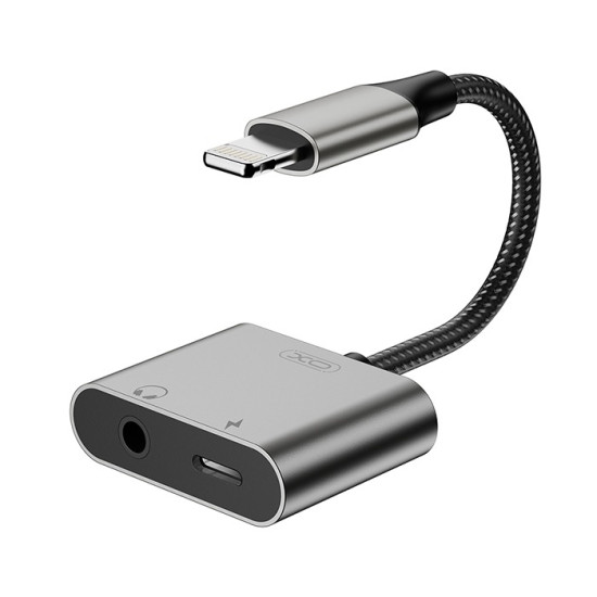 XO NB-R258B Καλώδιο-αντάπτορας Lightning-Lightning/3.5mm 0.12m γκρι