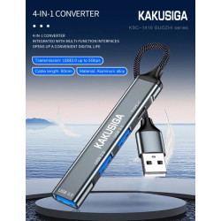 KAKUSIGA USB hub KSC-1416, 4x θυρών, USB 3.0, 5Gbps, USB σύνδεση, γκρι KSC-1416