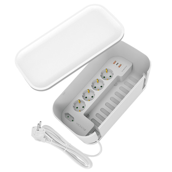 SONORA POWER BOX WHITE Κουτί οργάνωσης καλωδίων με ενσωματωμένο πολύπριζο