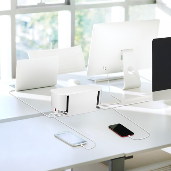 SONORA POWER BOX WHITE Κουτί οργάνωσης καλωδίων με ενσωματωμένο πολύπριζο