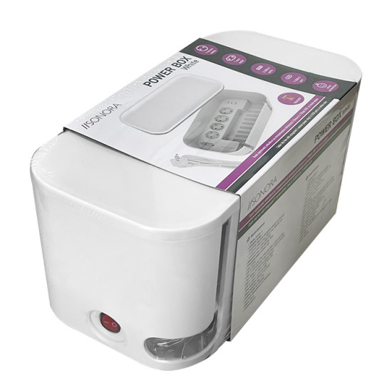 SONORA POWER BOX WHITE Κουτί οργάνωσης καλωδίων με ενσωματωμένο πολύπριζο