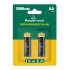 POWERTECH επαναφορτιζόμενες μπαταρίες NI-MH PT-1404, AA, 2600mah, 1.2V, 2τμχ