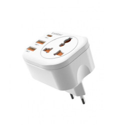 Universal travel adapter - charger Earldom ES-SC16, 2xUSB, 1xType-C, EU/US/UK/AU , 220V, White Universal travel adapter - charger Earldom ES-SC16, 2xUSB, 1xType-C, EU/US/UK/AU , 220V, White