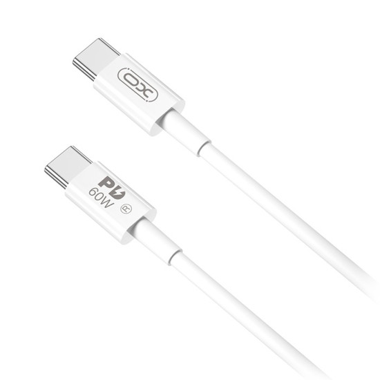 Καλώδιο USB High-Speed Τype-C αρσ. - USB Type-C αρσ. 60W, 1.00m σε λευκό χρώμα XO NB-Q190A