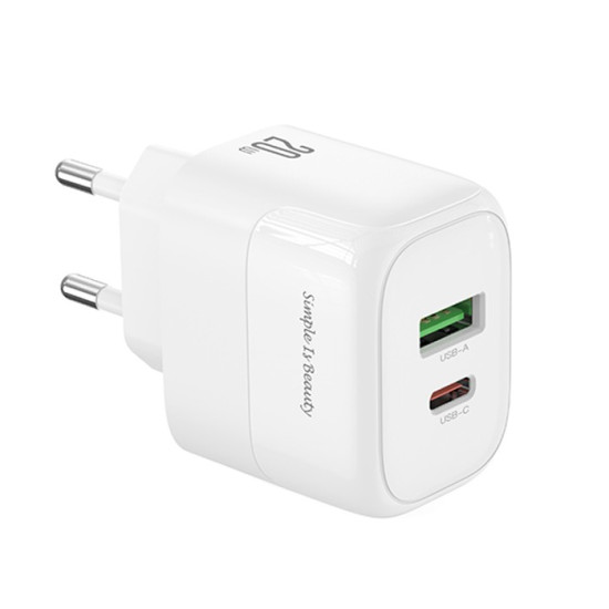 XO L137 (EU) PD20W / QC18W (1 USB-A+1 USB-C) FAST CHARGING CHARGER