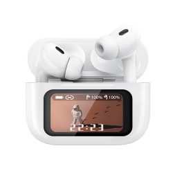 Bluetooth ακουστικά με θήκη ασύρματης φόρτισης noise cancellation και οθόνη λευκό XO X36
