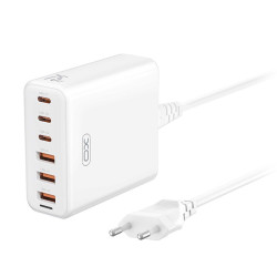 φορτιστής GaN με 6 εξόδους, 3xUSB-C και 3xUSB-A και ενσωματωμένο καλώδιο 75W XO L133