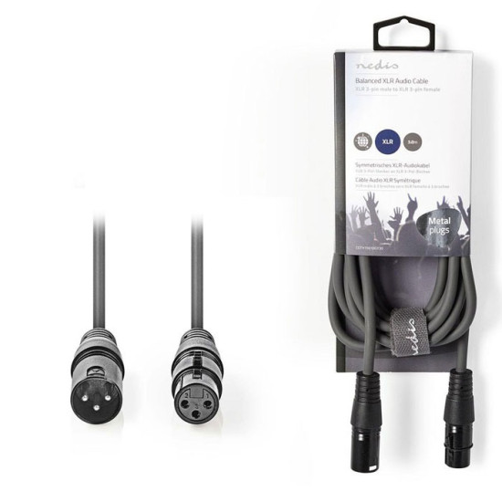 Kαλώδιο ήχου 3pin XLR θηλ. σε 3pin XLR αρσ. 3.0m γκρι Kαλώδιο ήχου 3pin XLR θηλ. σε 3pin XLR αρσ. 3.0m γκρι