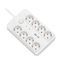 Technik Πολύπριζο 8 Θέσεων 1,5m (1,5mm2)+USB-A-C+Surge+Διακόπτης 16A