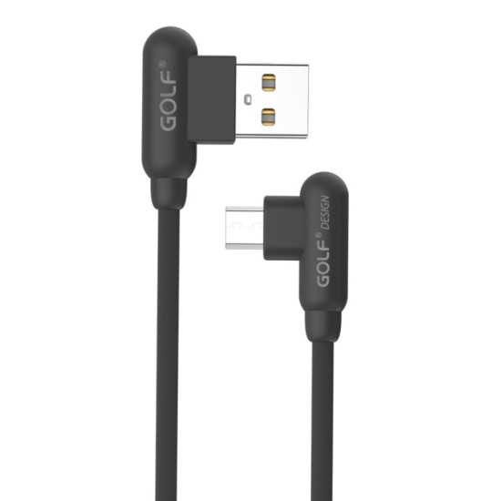 GOLF Καλώδιο USB 2.0 σε USB Micro, GC-45M, 2.4A, 90°, 1m, Black