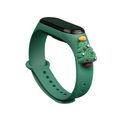Strap Xmas Wristband for Xiaomi Mi Band 4 / Mi Band 3 Christmas Silicone Strap Bracelet Dark Green