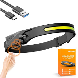 LED headlamp with IPX4 motion sensor USB-C 1200 mAh - black
