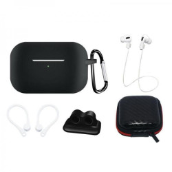 AirPods Pro 2 / AirPods Pro 1 Silicone Case Set + Case / Ear Hook / Neck Strap / Watch Strap Holder / Carabiner - Black AirPods Pro 2 / AirPods Pro 1 Silicone Case Set + Case / Ear Hook / Neck Strap / Watch Strap Holder / Carabiner - Black