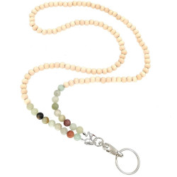 Lanyard pendant, string beads for keys, beige phone