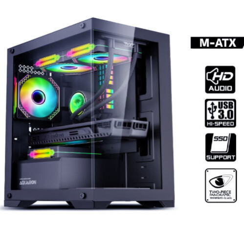 ARMAGGEDDON GAMING PC CASE MATX AQUARON BLACK AQUARONB