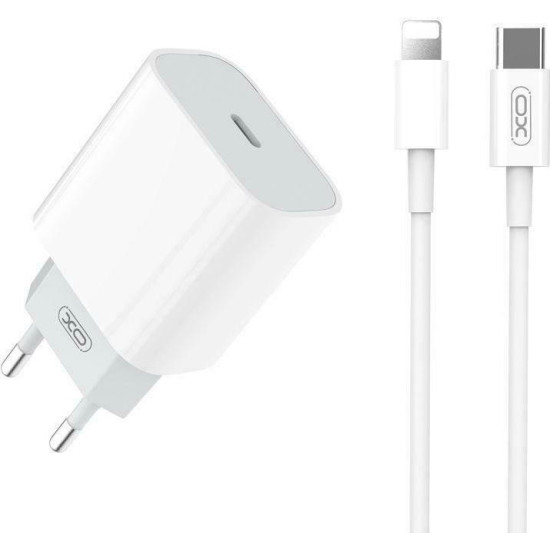 XO wall charger CE15 PD 20W 1x USB-C white + USB-C - Lightning cable GSM172928
