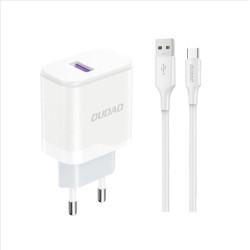 Dudao A20EU USB-A 18W wall charger - white + USB-A - USB-C cable Dudao A20EU USB-A 18W wall charger - white + USB-A - USB-C cable