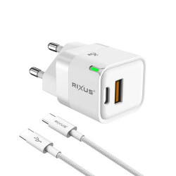 Rixus RXHC11 25W Wall Charger Kit With USB C to USB C Cable Rixus RXHC11 25W Wall Charger Kit With USB C to USB C Cable