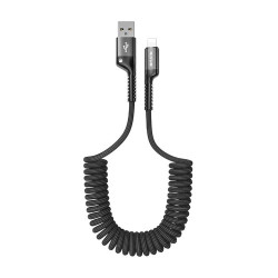 Rixus RXUC17C Retractable Spring Cable Type-C to Type-C 100CM Black Rixus RXUC17C Retractable Spring Cable Type-C to Type-C 100CM Black