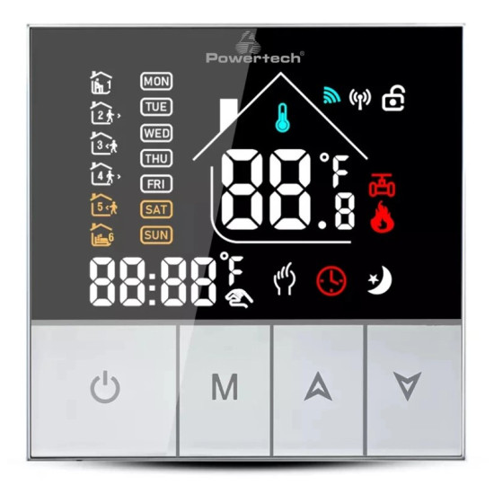 POWERTECH smart θερμοστάτης αερίου PT-1049, WiFi, χωνευτός, μαύρος PT-1049