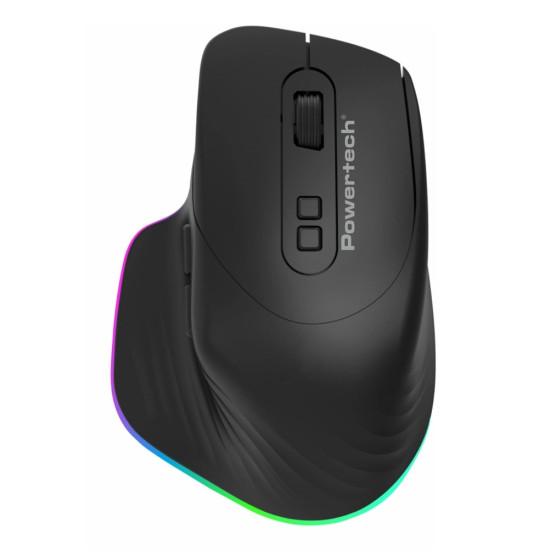 POWERTECH ασύρματο gaming ποντίκι PT-1253, 2.4GHz & Bluetooth, 2000DPI, 650mAh, RGB, μαύρο PT-1253