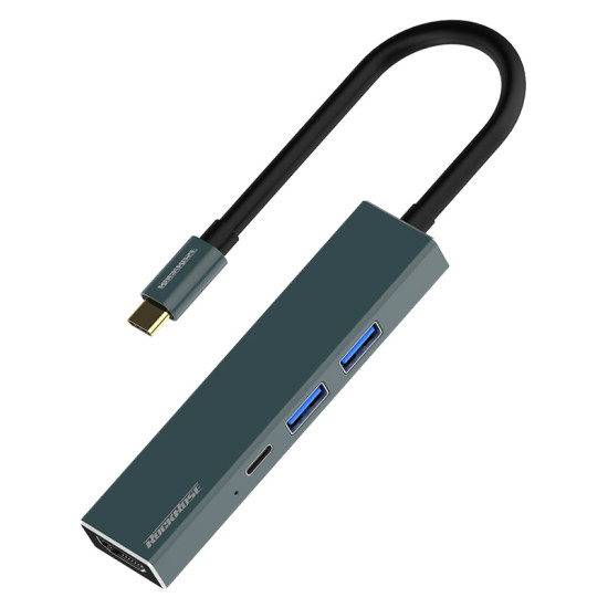 ROCKROSE docking station Infinity 06S, 6 θυρών, USB-C, 60W PD, 4K, γκρι RRHBI06S