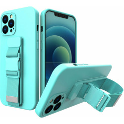 Rope case gel case with a chain lanyard bag lanyard iPhone 12 light blue Rope case gel case with a chain lanyard bag lanyard iPhone 12 light blue