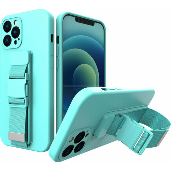 Rope case gel case with a chain lanyard bag lanyard iPhone 12 light blue