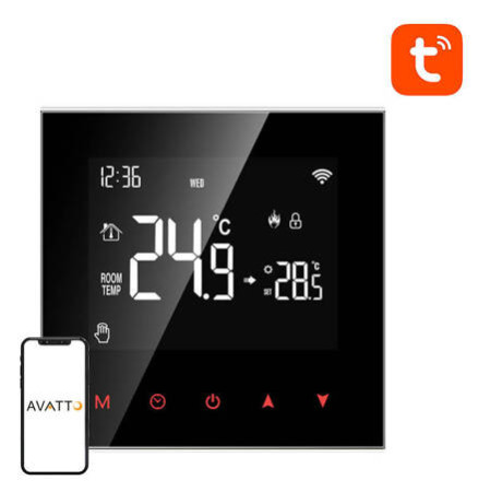 Avatto Έξυπνος Θερμοστάτης Λέβητα ZWT100 3A Zigbee Tuya (Μαύρο) - 043145 Avatto Έξυπνος Θερμοστάτης Λέβητα ZWT100 3A Zigbee Tuya (Μαύρο) - 043145