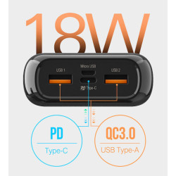SILICON POWER power bank QS28, 20000mAh, 2x USB & USB Type-C, 18W, μαύρο SILICON POWER power bank QS28, 20000mAh, 2x USB & USB Type-C, 18W, μαύρο
