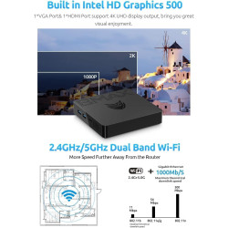 BMAX Mini PC Intel Gemini Lake N4000 (up to 2.6GHz) 8GB DDR4 128GB eMMC  4K@60Hz, HDMI 2.4G/5G Dual WiFi, Gigabit Eth Bluetooth 4.2