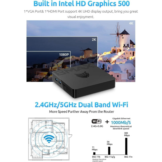 BMAX Mini PC Intel Gemini Lake N4000 (up to 2.6GHz) 8GB DDR4 128GB eMMC  4K@60Hz, HDMI 2.4G/5G Dual WiFi, Gigabit Eth Bluetooth 4.2