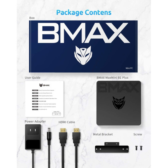 BMAX Mini PC Intel Gemini Lake N4000 (up to 2.6GHz) 8GB DDR4 128GB eMMC  4K@60Hz, HDMI 2.4G/5G Dual WiFi, Gigabit Eth Bluetooth 4.2