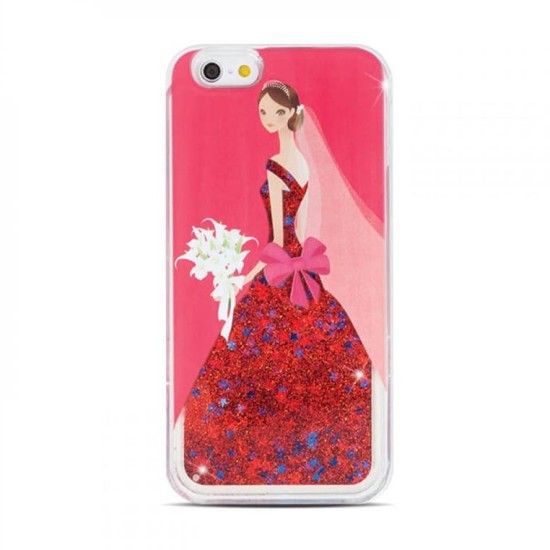 Liquid Glitter TPU Case Lady for Samsung J1 2016 J120 red GSM021457