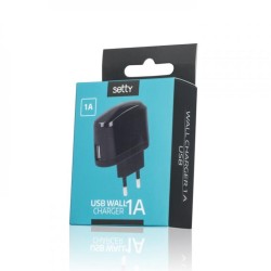 USB wall charger 1A black SETTY USB wall charger 1A black SETTY