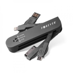Forever 3in1 USB cable 30-PIN (iPhone 4) & Lightning (iPhone 5) & micro USB black Forever 3in1 USB cable 30-PIN (iPhone 4) & Lightning (iPhone 5) & micro USB black