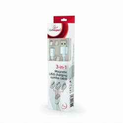 Gembird USB magnetic cable 3 in 1 / 1m / silver CC-USB2-AMLM31-1M Gembird USB magnetic cable 3 in 1 / 1m / silver CC-USB2-AMLM31-1M