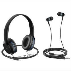 HOCO headphones W24 Enlighten headphones with mic set Blue