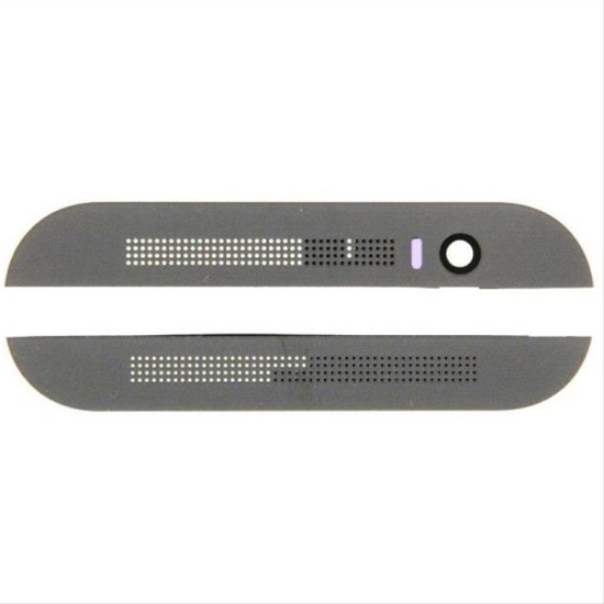 Για HTC ONE M8 - Replacement Front Top Bottom Plate Case Decal With Camera Lens - Silver