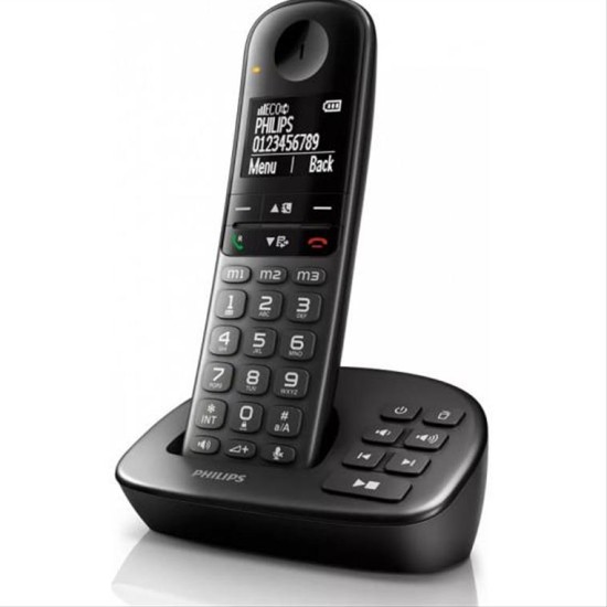 PHILIPS ασύρματο τηλέφωνο XL4951DS/34 ελληνικό μενού, τηλεφωνητής, μαύρο