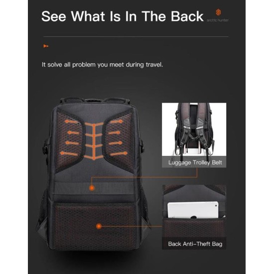 ARCTIC HUNTER τσάντα πλάτης B00387 με θήκη laptop 15.6", μαύρη ARCTIC HUNTER τσάντα πλάτης B00387 με θήκη laptop 15.6", μαύρη