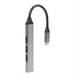 GEMBIRD USB TYPE-C 4-PORT USB HUB (USB3X1 - USB2X3 PORTS) SILVER GEMBIRD USB TYPE-C 4-PORT USB HUB (USB3X1 - USB2X3 PORTS) SILVER