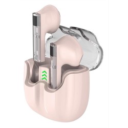 CELEBRAT earphones με θήκη φόρτισης TWS-W27, True Wireless, ροζ