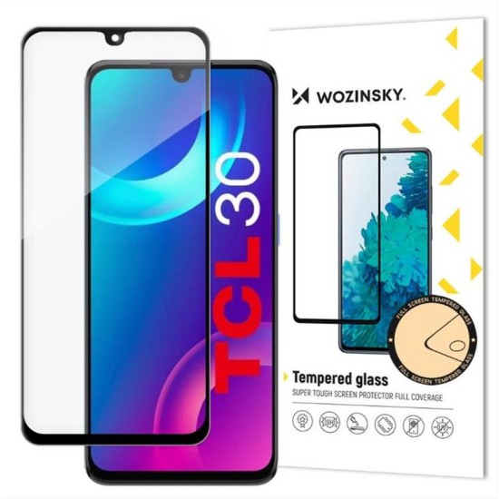 Wozinsky super durable Full Glue tempered glass full screen with Case Friendly TCL 30 black frame