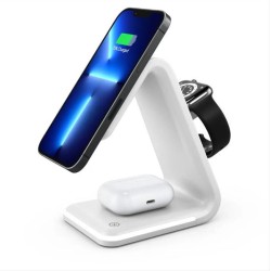 Wireless charger Qi 3in1 15W B17 working with MagSafe white