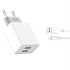 XO wall charger L65 2x USB 2,4A white + USB-C cable GSM103076