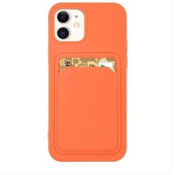 Card Case silicone wallet case with card holder documents for iPhone 13 orange